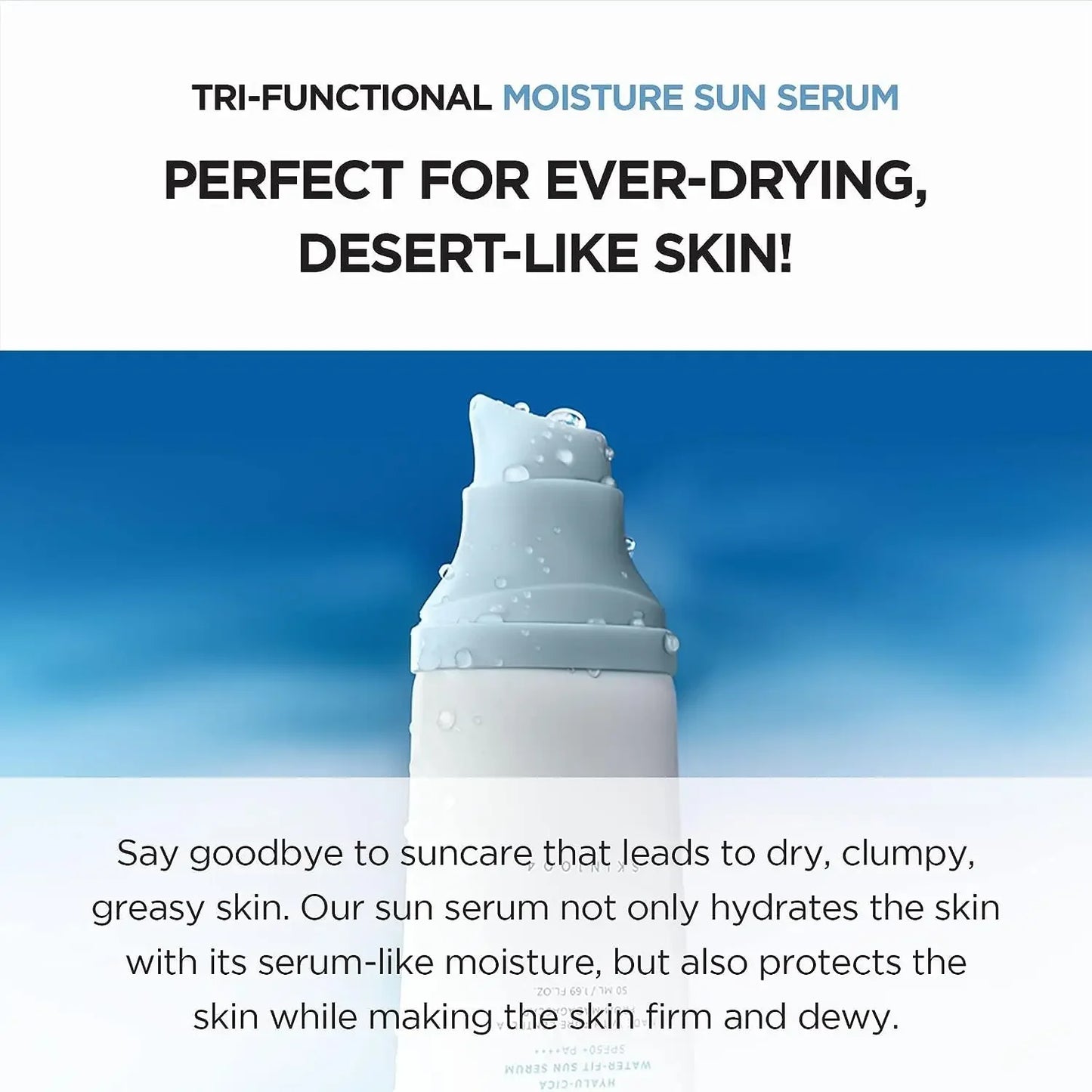 Korean Skincare Centella Sun Serum SPF50+ - Hyaluronic Acid UV Protection, Sensitive Skin
