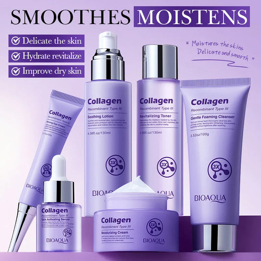 Anti-Wrinkle Skincare Six-Piece Set Collagen Anti-Aging And Firming Skincare Including Eye Cream Face Cream, Toner Lotion Serum
