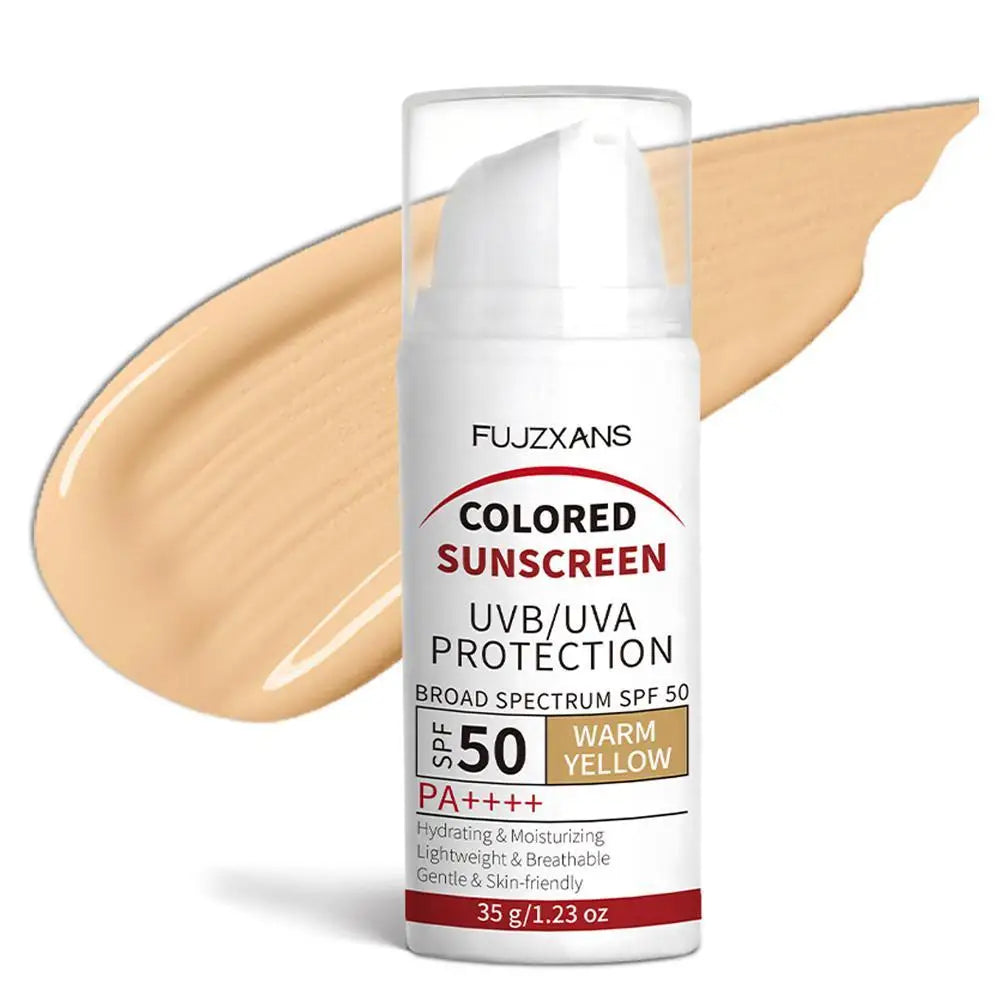 Colored Sunscreen UVB/UVA Protection Tinted Sunscreen SPF50 PA++++ Refreshing, Non-Greasy Waterproof & Sweatproof