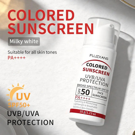 Colored Sunscreen UVB/UVA Protection Tinted Sunscreen SPF50 PA++++ Refreshing, Non-Greasy Waterproof & Sweatproof
