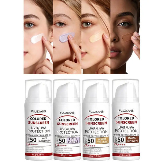 Colored Sunscreen UVB/UVA Protection Tinted Sunscreen SPF50 PA++++ Refreshing, Non-Greasy Waterproof & Sweatproof